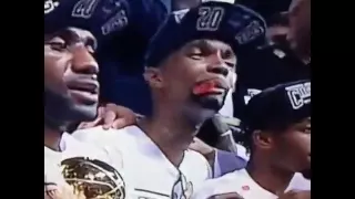 Chris Bosh Loses Battle with Confetti during 2013 Finals