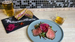 Pickled roast beef and pickled red onion. Watch with sound