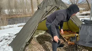 Extreme Winter Camping in Alaska (-46C) Backcountry Hot Tent Camping  Camping in Snow Storm, ASMR