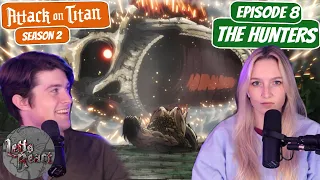 LOOK OUT BELOW! | Attack on Titan Season 2 Reaction with my Girlfriend | Ep 8 "The Hunters"