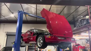 Callaway Twin Turbo C4 Corvette on Lift, full view of B2K turbo configuration