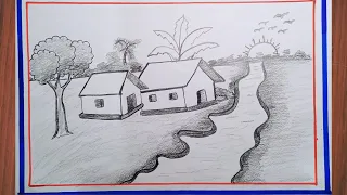 How to draw scenery Simple Village