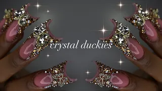 Crystal Duckies🦋💎| acrylic application + extravagant nail art!✨