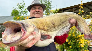 COOKING GIANT MONSTER FISH! 2 DELICIOUS DISHES OF 14 KG CATFISH IN THE VILLAGE