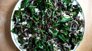 Black Lentils with Spinach