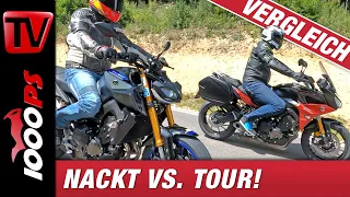 Yamaha Tracer 900 vs MT-09 SP plus Vergleich mit KTM Duke 890 R und Triumph Street Triple RS