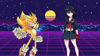 Ryuko Matoi and Fleetway Super Sonic sing Monster by Skillet