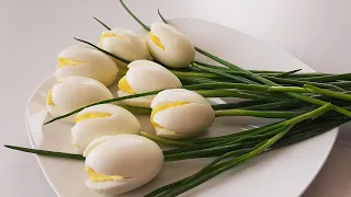 Appetizer "White Tulips" | Gorgeous and Super Easy😍| Egg recipe #ASMR