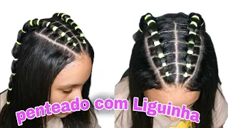 Penteado com liguinha- elastiquinho *fácil*