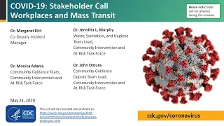 CDC Stakeholder Call: Workplaces and Mass Transit