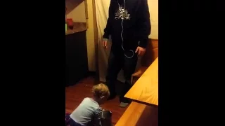 Baby argues with dad over who's cleaning mess