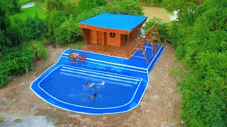 [Full] Building A Beautiful Personal Bamboo Resort House And Swimming Pool Using Hand Tools