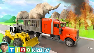 Animal Rescue Trucks for Kids | Elephant Zoo Construction