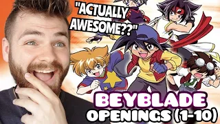 First Time Reacting to "BEYBLADE Openings (1-10)" | New Anime Fan!