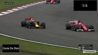 Sebastian Vettel passes Daniel Ricciardo - 2017 Chinese GP (Vettel's Masterpiece)