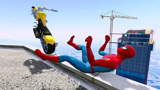 GTA 5 Spiderman Bike Stunts #2 (Spider-Man Jumps Fails Gameplay)