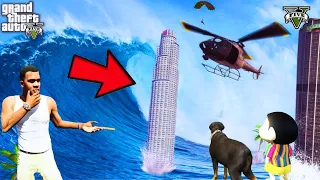 GTA 5 : How Franklin Can Survived The Biggest Wave of Tsunami in GTA 5 ! FRANKLIN and CHOP PART 1