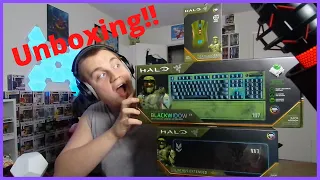 Unboxing the brand new halo infinite keyboard and mouse and mousepad!!!