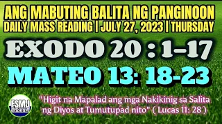 ANG MABUTING BALITA NG PANGINOON | JULY 27, 2023 | DAILY MASS READING | ANG SALITA NG DIYOS | FSMJ