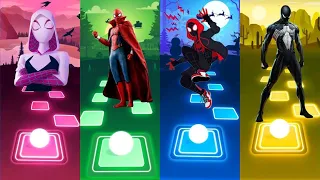 Spider Gwen vs Spiderman No Way Home vs Spiderman vs Black Spiderman  | Tiles Hop EDM Rush