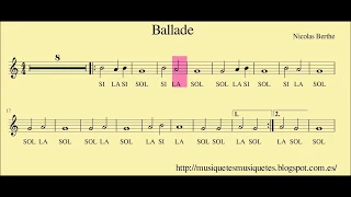 Ballade. Partitura flauta + àudio. Sol-la-si. Amb melodia.