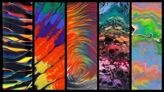 Rainbow Pours 5 Ways - Five Different Fluid Acrylic Pouring Techniques in 20 Minutes