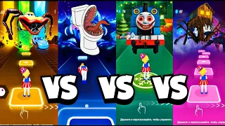 Lightning McQueen vs Bus Eater vs Spider House Head vs Thomas The Train exe l Tiles Hop EDM Rush