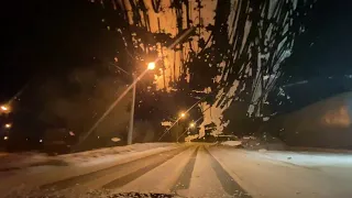 Road ❄️💨 Russia snow winter🌡-17 14.02.2024 21:20 to Magnitogorsk city -16