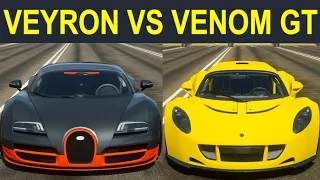 Forza Horizon 4: Former World's Fastest Cars Drag Race! l Hennessey Venom GT vs. Bugatti Veyron SS