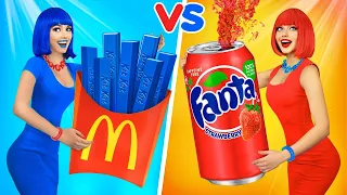 ROT VS BLAU FOOD-CHALLENGE || Lustige 24 Stunden Snacks! Mukbang von RATATA