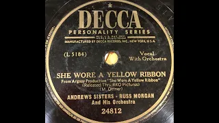 OLDIES 1950 Jan7 SHE WORE A YELLOW RIBBON-Andrews Sisters Russ Morgan