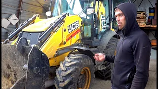 Трактор JCB 3CX Влог тракториста. Продул пыль, клею колесо, прикрутил порог, поменял масляный фильтр