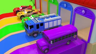 Assembling Slide Learn Colors with Mcqueen Assembly Tires with Street Vehicle Surprise Egg for kids.