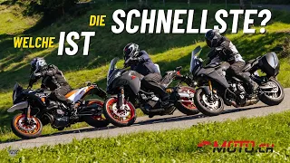 KTM 890 SMT vs. Ducati Multistrada V2 S und Yamaha Tracer 9 GT+ - wie sportlich können Sporttourer?