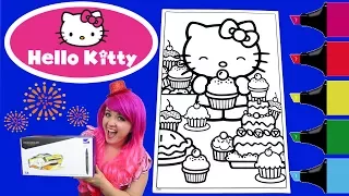Coloring Hello Kitty GIANT Crayola Coloring Book Page Colored Markers Prismacolor | KiMMi THE CLOWN