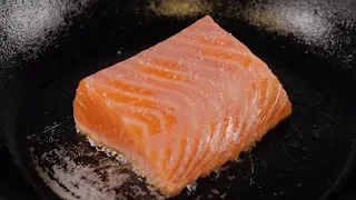Cooking A Salmon Steak Stock Video
