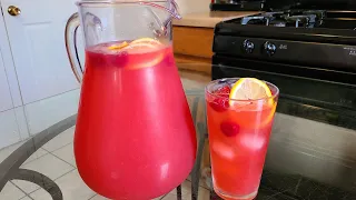 Homemade Raspberry Lemonade | Made with real lemons and fresh raspberries.