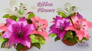 🎁 GIFT FOR MOM 🎁 Lily flowers from do-it-yourself ribbons