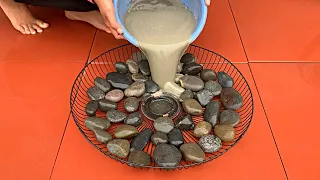 Great ideas from pebbles mosai and cement- DIY coffee table, flower pots for the garden