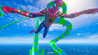 GTA 5 Epic Water Ragdoll | SPIDERMAN VS HULK VS MINIONS... Crazy Funny Stunt Slides|Euphoria Moments