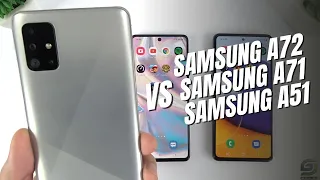 Samsung A72 vs Samsung A71 vs Samsung A51 | Fingerprint, Video test display, Speedtest, Comparison