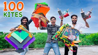 Flying 100 kites Challenge | 100 पतंग से कितनी पतंग काट पाएंगे? Interesting Results