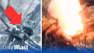 Russian tanks crash into each-other in humiliating new footage of failed attack in Donetsk