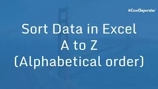 Sort Data - A to Z (alphabetically) in Excel | Excel in Hindi