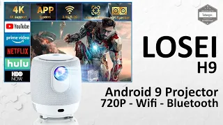 Losei H9 720P Video Projector - Android9 Projector - WiFi & BT - E-Focus - Unboxing