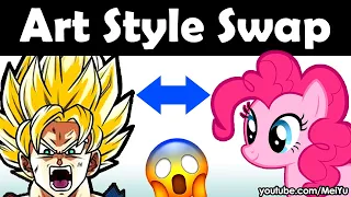 Draw Style Swap My Little Pony & Dragon Ball Z New Art Challenge | Goku + Pinkie Pie | Mei Yu