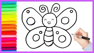 Butterfly Drawing, Painting and Coloring for Kids and Toddlers 🦋 | How to Draw a Butterfly Easy