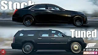 Forza Horizon 4: Stock vs Tuned! Cadillac CTS-V vs Escalade!