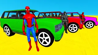 SUV Cars on Fire! Spiderman & Superheroes Help Jeeps - GTA 5 Mods