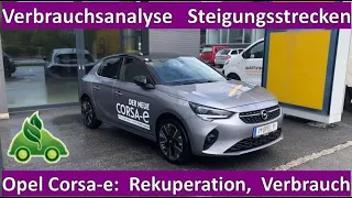Opel Corsa-e Verbrauchstest Berg und Rekuperation